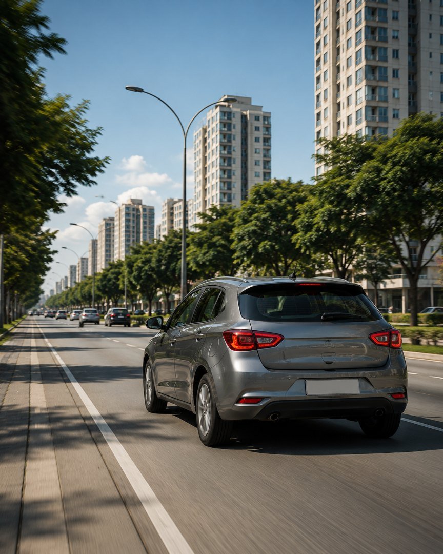 Carro circulando em uma avenida